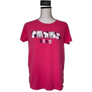 Peanuts Collection Read Pink Tee Shirt Size M
